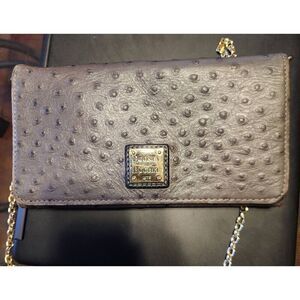 Dooney & Bourke grey faux ostrich fold over wallet, clutch, or crossbody…